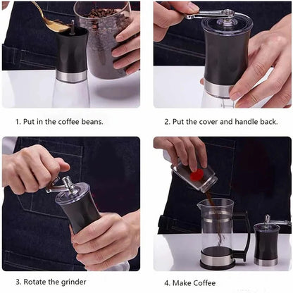 Transparent Hand Crank Coffee Grinder – Portable Manual Coffee Mill for Home & Travel