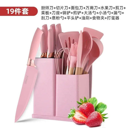 19 Pcs Kitchen Utensils With Knife Set