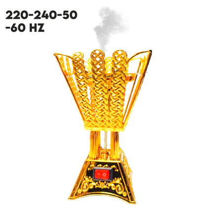 Floral Golden Electric Incense Burner – Decorative Aromatherapy Diffuser