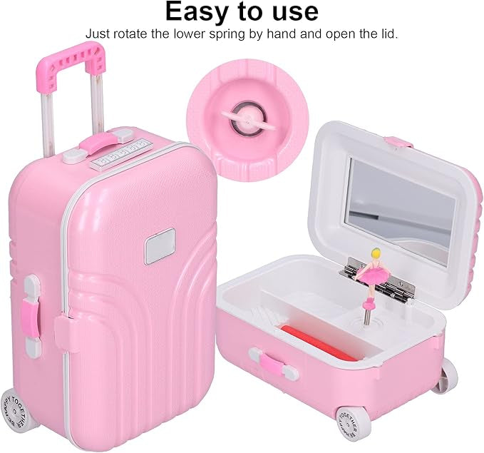 Mini Musical Suitcase Jewelry Box