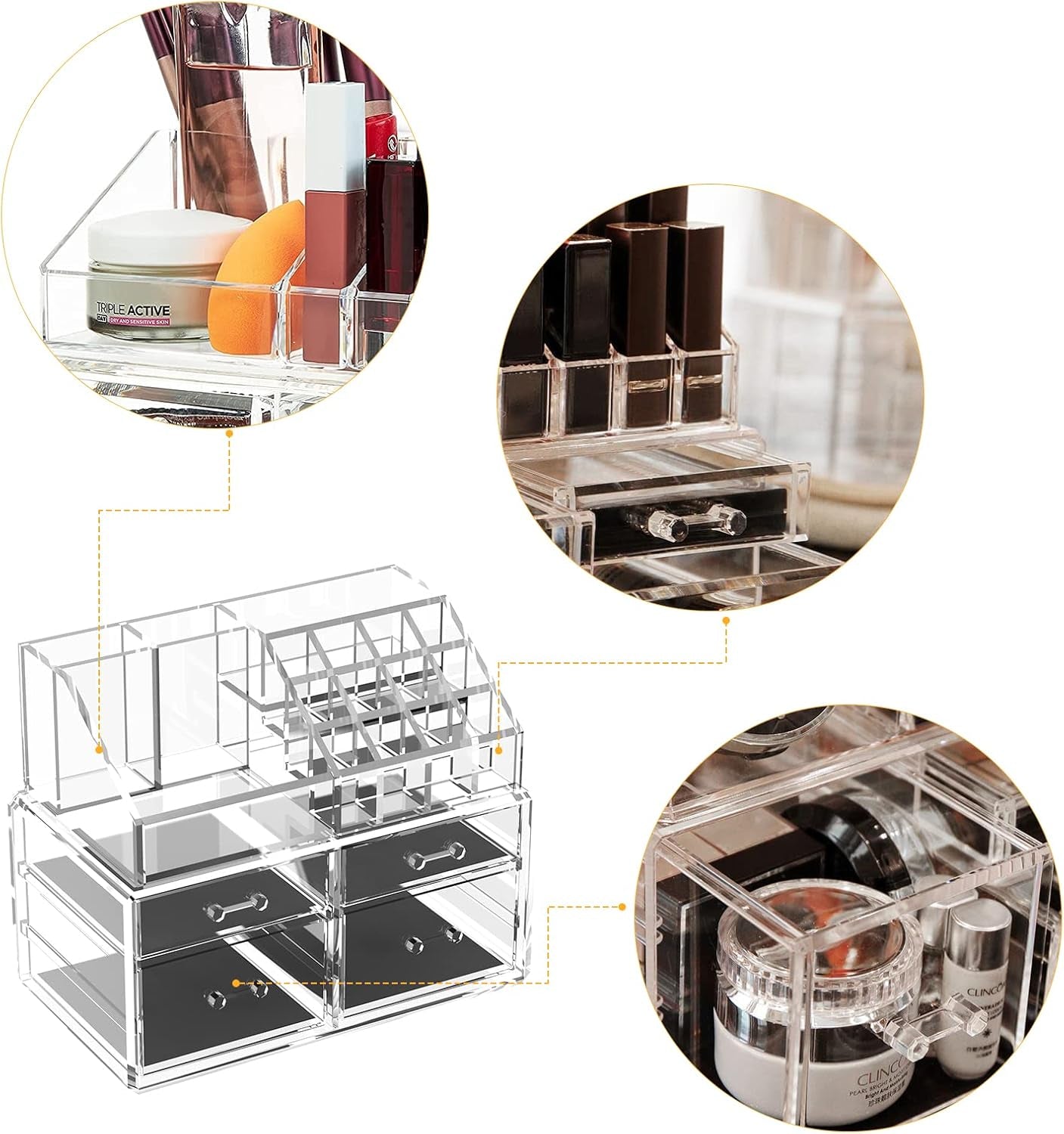 Acrylic 4-Drawer Cosmetic Organizer