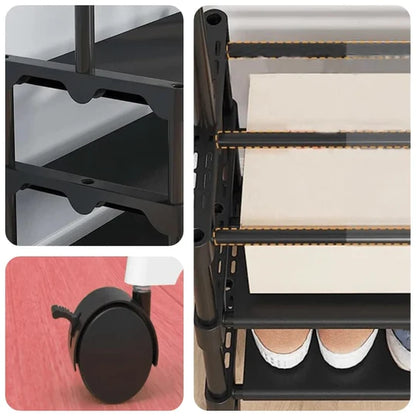 3-Layer Attachable Clothes Organizer with Wheels | Multi-Tier Laundry Drying Rack | Space-Saving Clothes Dryer Stand