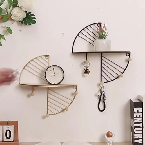 Modern Minimalist Semi-Circular Rectangular Wall Shelf – Creative Wall Décor Rack
