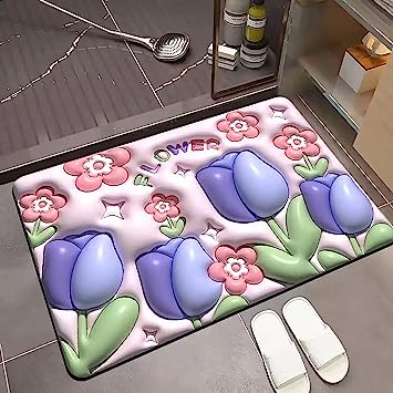 3D Flower Floor Mat – Quick Dry Diatomaceous Earth Bathroom Mat - Saadiq.pk