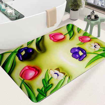 3D Flower Floor Mat – Quick Dry Diatomaceous Earth Bathroom Mat - Saadiq.pk