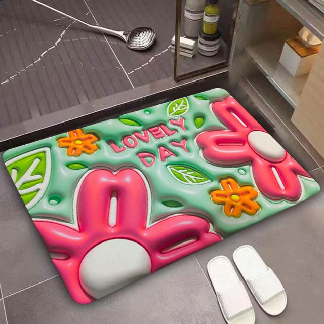 3D Flower Floor Mat – Quick Dry Diatomaceous Earth Bathroom Mat - Saadiq.pk