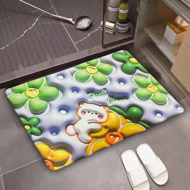 3D Flower Floor Mat – Quick Dry Diatomaceous Earth Bathroom Mat - Saadiq.pk