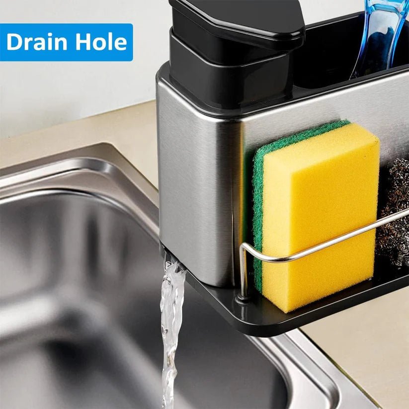 3‑in‑1 Kitchen Soap Dispenser – Built‑In Sponge & Brush Holder Sink Organizer - Saadiq.pk