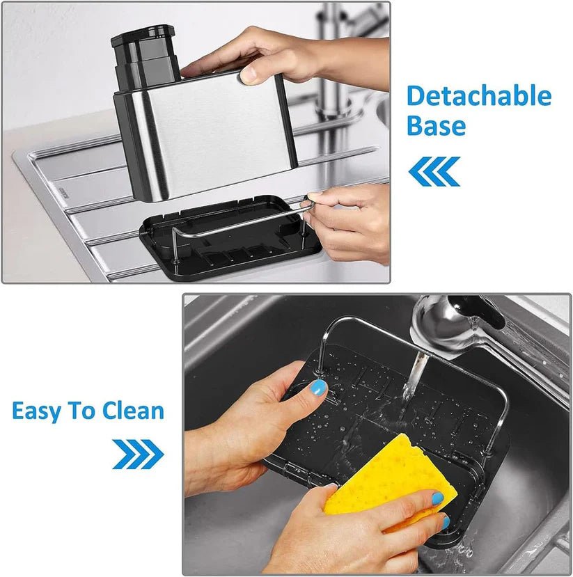 3‑in‑1 Kitchen Soap Dispenser – Built‑In Sponge & Brush Holder Sink Organizer - Saadiq.pk