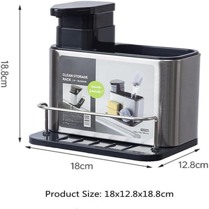 3‑in‑1 Kitchen Soap Dispenser – Built‑In Sponge & Brush Holder Sink Organizer - Saadiq.pk