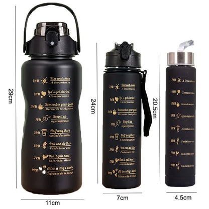 3Pcs Multi Color Water Bottle Set with Straw – Portable Drink Bottles - Saadiq.pk