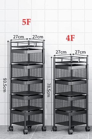 4 & 5 Tier Storage Trolley Basket – Multipurpose Kitchen Cart with Wheels - Saadiq.pk
