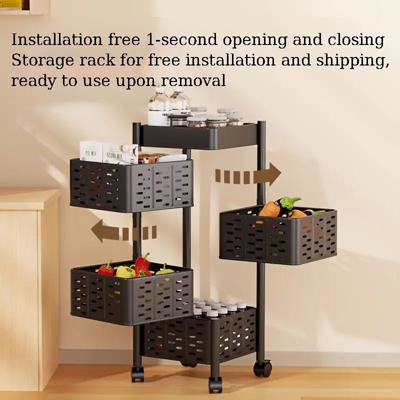 4 & 5 Tier Storage Trolley Basket – Multipurpose Kitchen Cart with Wheels - Saadiq.pk