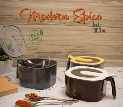 4 Grid Masala Box with Spoons – Spice Storage Organizer - Saadiq.pk