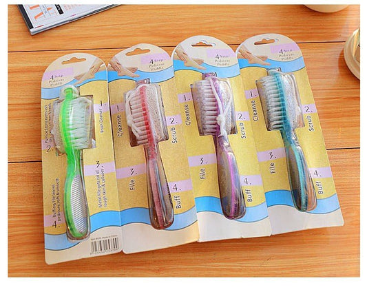 4 in 1 Pedicure Brush – Foot Scrubber, Pumice, Nail Cleaner & Callus File - Saadiq.pk