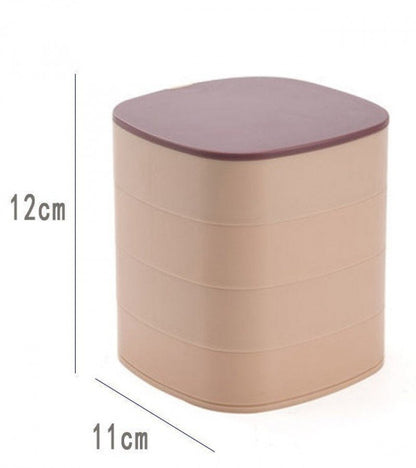 4 - Layer Rotating Jewelry Organizer – Dustproof Storage Box - Saadiq.pk