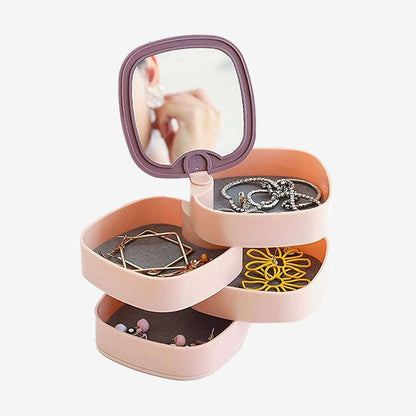 4 - Layer Rotating Jewelry Organizer – Dustproof Storage Box - Saadiq.pk
