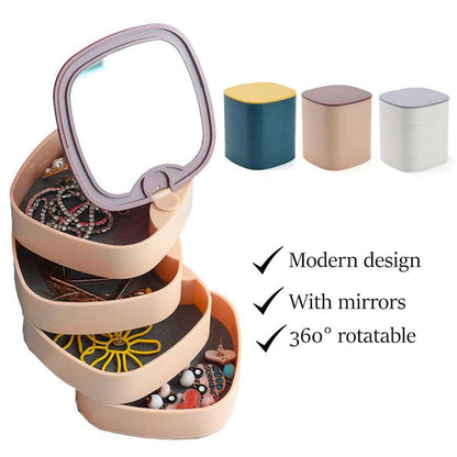 4 - Layer Rotating Jewelry Organizer – Dustproof Storage Box - Saadiq.pk