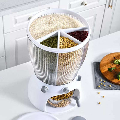4 Part Rotating Cereal Dispenser | Multi‑Grain Kitchen Storage Organizer - Saadiq.pk