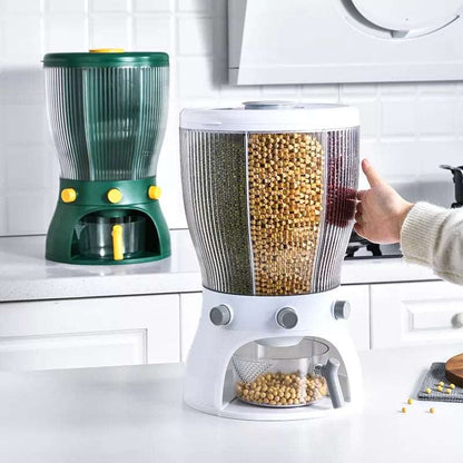 4 Part Rotating Cereal Dispenser | Multi‑Grain Kitchen Storage Organizer - Saadiq.pk