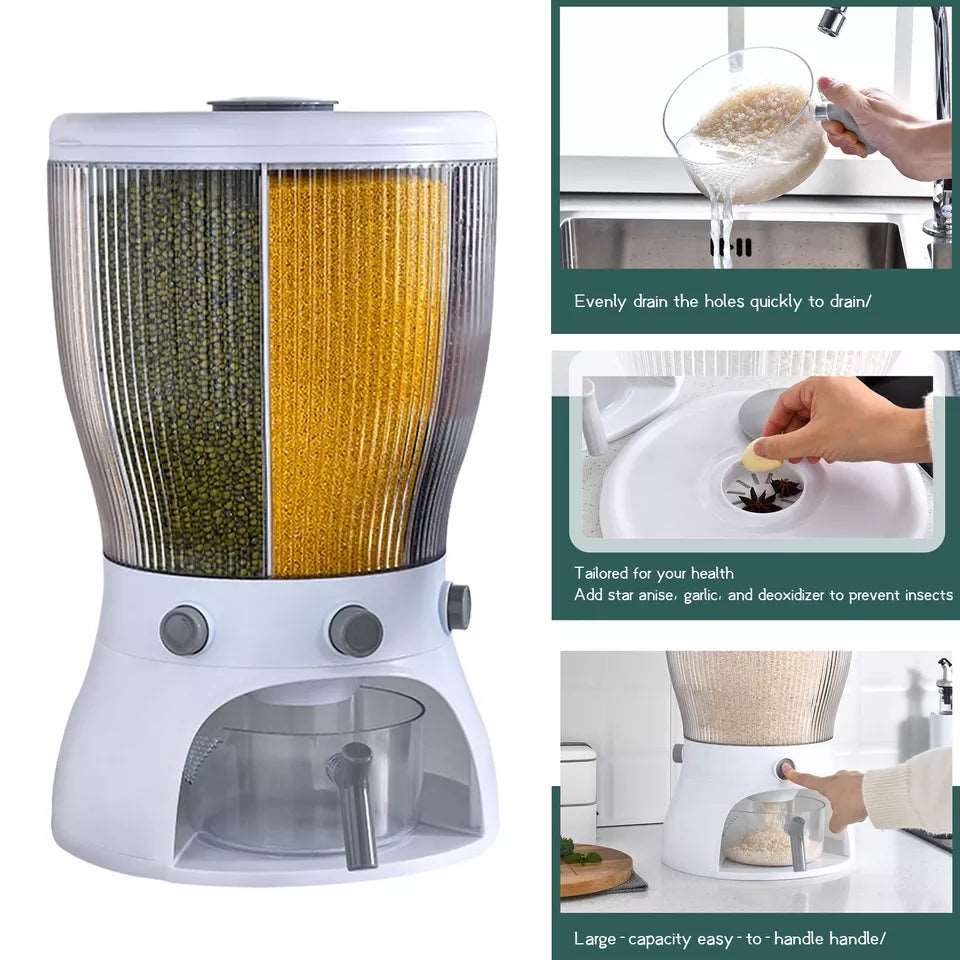 4 Part Rotating Cereal Dispenser | Multi‑Grain Kitchen Storage Organizer - Saadiq.pk