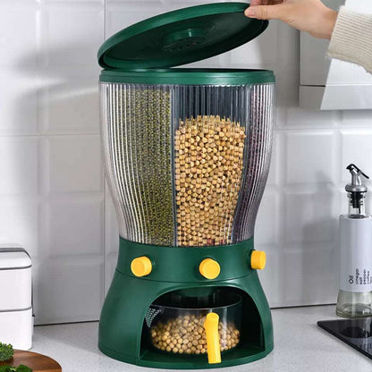 4 Part Rotating Cereal Dispenser | Multi‑Grain Kitchen Storage Organizer - Saadiq.pk