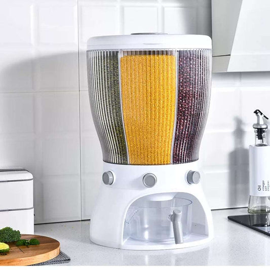 4 Part Rotating Cereal Dispenser | Multi‑Grain Kitchen Storage Organizer - Saadiq.pk