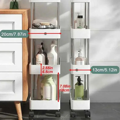 4 - Tier Slim Rolling Storage Trolley – Space - Saving Organizer Rack - Saadiq.pk