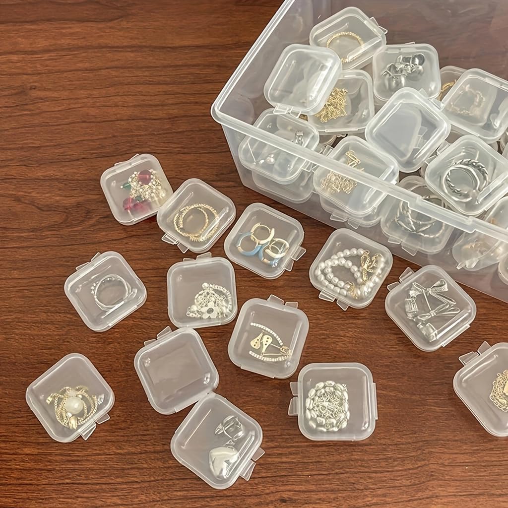 40Pcs Transparent Jewelry Organizer Boxes | Mini Storage Cases for Accessories - Saadiq.pk