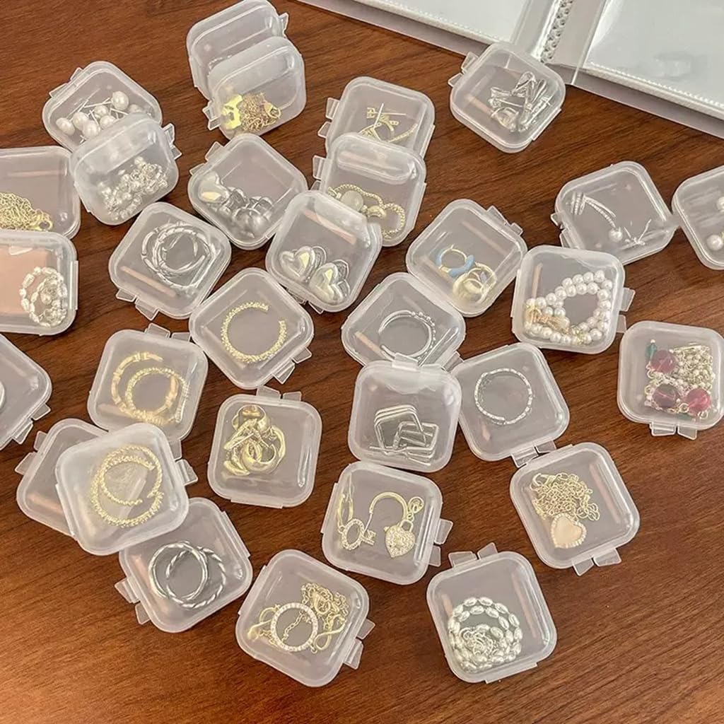 40Pcs Transparent Jewelry Organizer Boxes | Mini Storage Cases for Accessories - Saadiq.pk