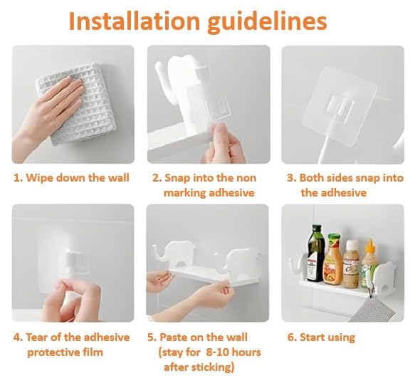 Elephant Wall Mounted Storage Shelf – No Drill Adhesive Kitchen & Bathroom Organizer