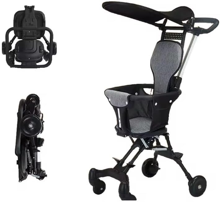 Foldable Baby Stroller – Reversible Seat, 360° Rotating Wheels & Sun Canopy