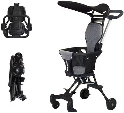 Foldable Baby Stroller – Reversible Seat, 360° Rotating Wheels & Sun Canopy