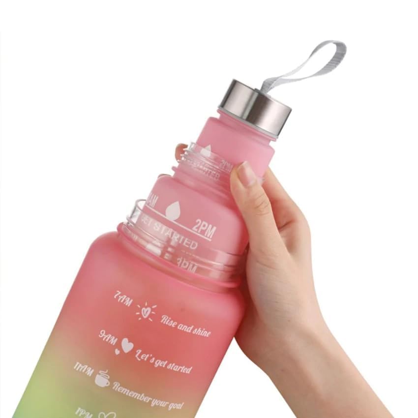 3PCS Motivational Water Bottle Set with Straw & Time Marker – 300ml, 900ml & 2000ml BPA Free Leakproof Bottles