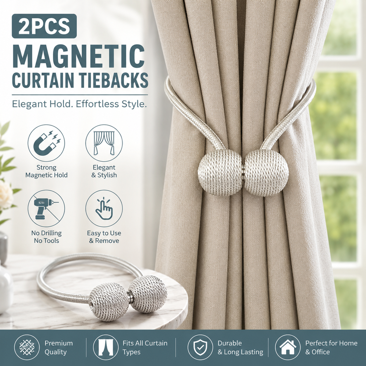 2PCS Magnetic Curtain Tiebacks
