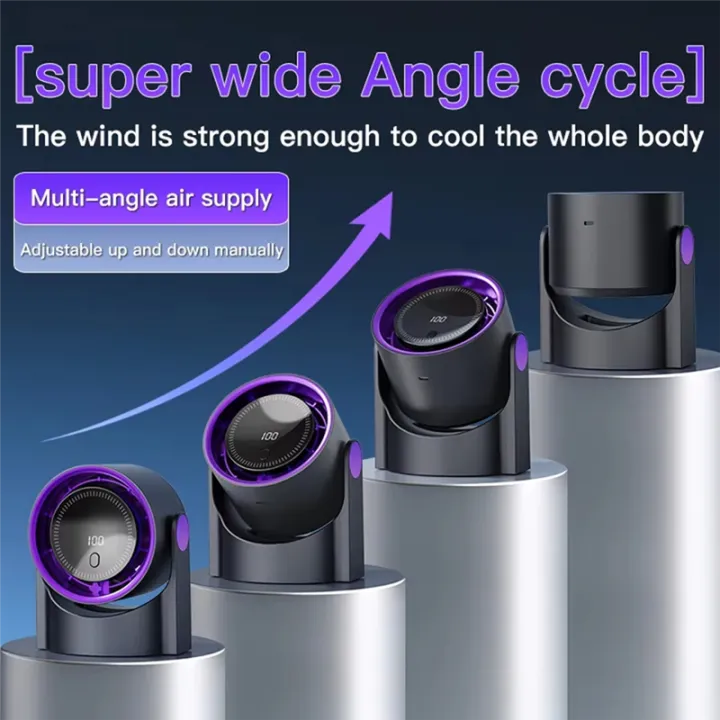 Portable Mini Circulating Fan with LED Display – Rechargeable Desktop Cooling Fan
