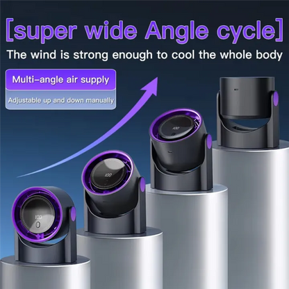 Portable Mini Circulating Fan with LED Display – Rechargeable Desktop Cooling Fan