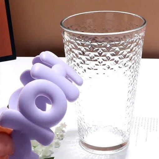 450ml Glass With Straw Coffee Cup Anti - scald Letter Sleeve Double Wall Glass Water Milk Juice Tea Coffee Cups - Saadiq.pk