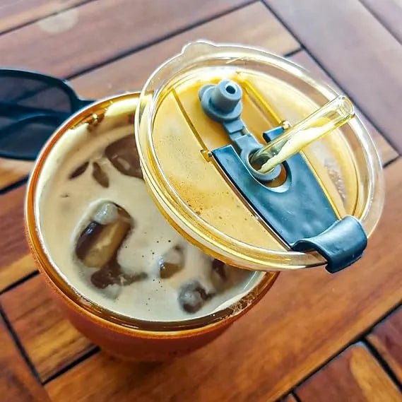 450ml High Quality Coffee Glass Tumbler with Straw – Reusable Drink Cup - Saadiq.pk