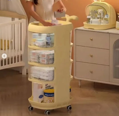 Baby Supplies Multi-Purpose Trolley – Portable Nursery Storage Organizer