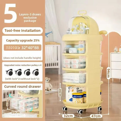 Baby Supplies Multi-Purpose Trolley – Portable Nursery Storage Organizer
