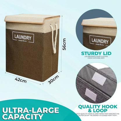 Premium Laundry Basket with Lid – Durable Clothes Storage Organizer