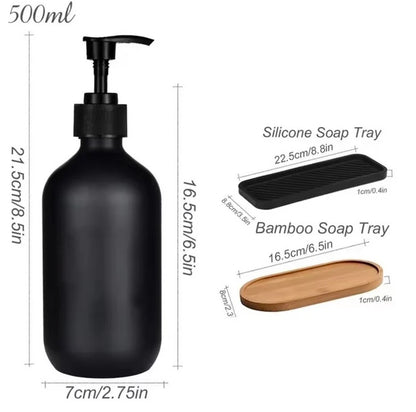 2PCS Soap Dispenser Set with Bamboo Tray