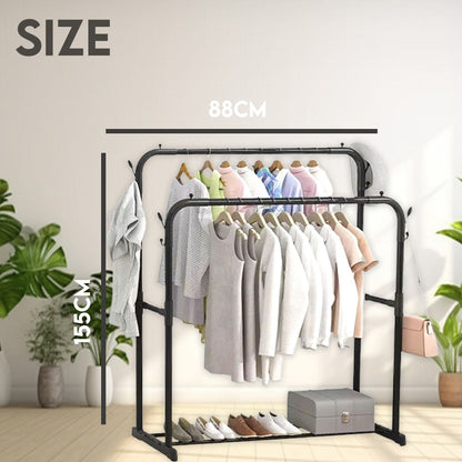 Rolling Clothes Rack Stand with Hangers – Portable Wardrobe Organizer