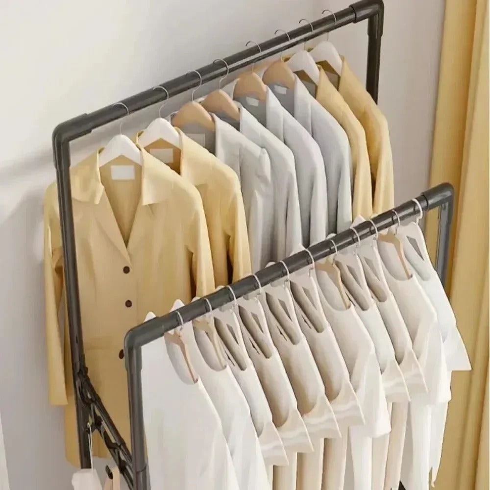 Simple Indoor Double Pole Coat Rack (5layer)