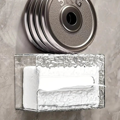 Multifunctional Glacier Pattern Tissue Box – Wall Mounted Acrylic Dispenser