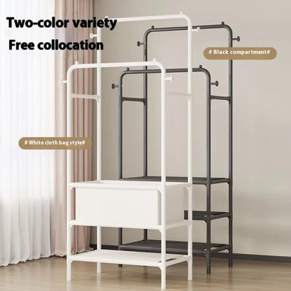 Double Pole Freestanding Coat & Hat Rack with 3 Shelves – Stylish Organizer