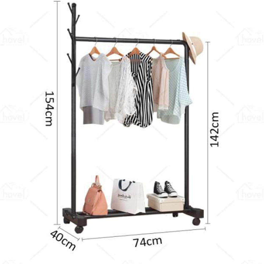 Single Pole Standing Coat Rack With Wheels