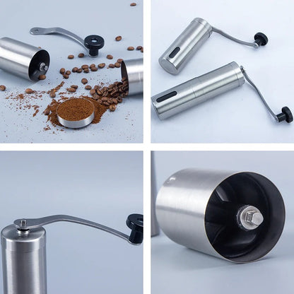 Portable Stainless Steel Coffee Grinder – Manual Hand Crank with Adjustable Settings