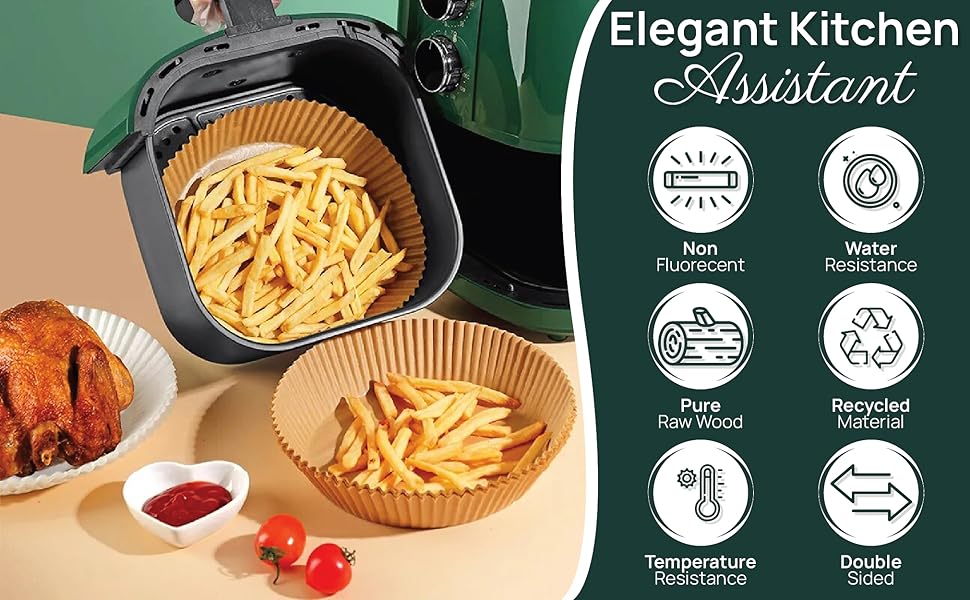 Non-Stick Air Fryer Paper (50 Pcs) fryer mess-free! 🍟 🔥